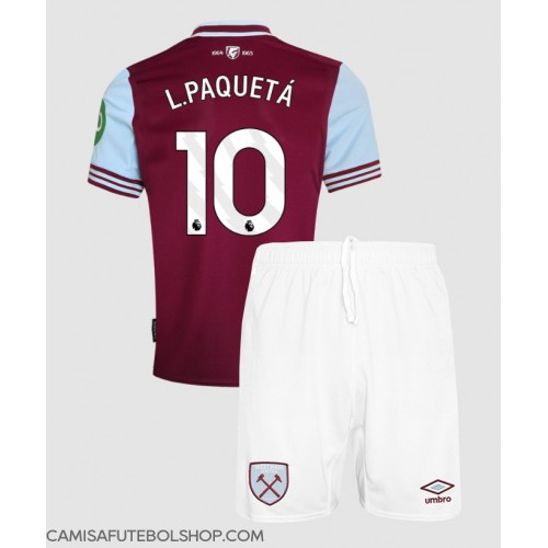 Camisa de time de futebol West Ham United Lucas Paqueta #10 Replicas 1º Equipamento Infantil 2024-25 Manga Curta (+ Calças curtas)